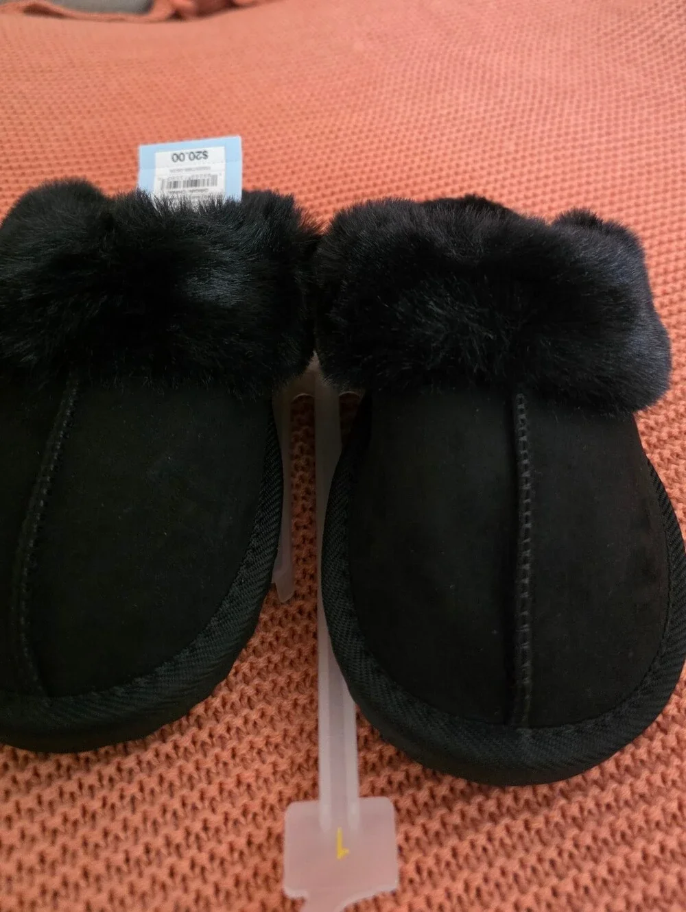Cat & Jack Black Faux-Fur Slip-On Kids Slippers